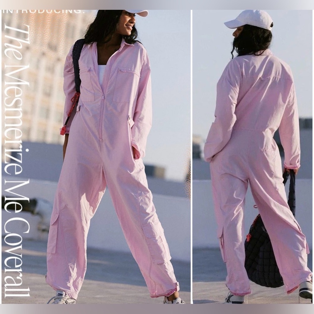 Free People Movement Mesmerize Me Coveralls Cherry Blossom Pink S Jumpsuit